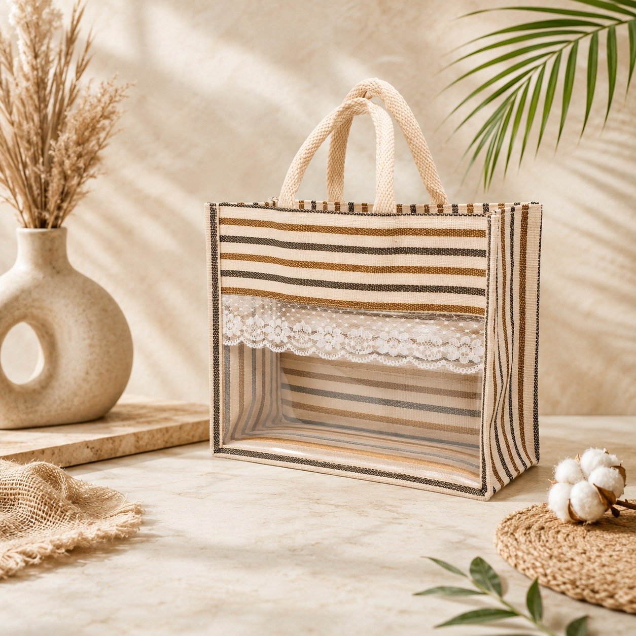 PVC JUTE WHITE BAG